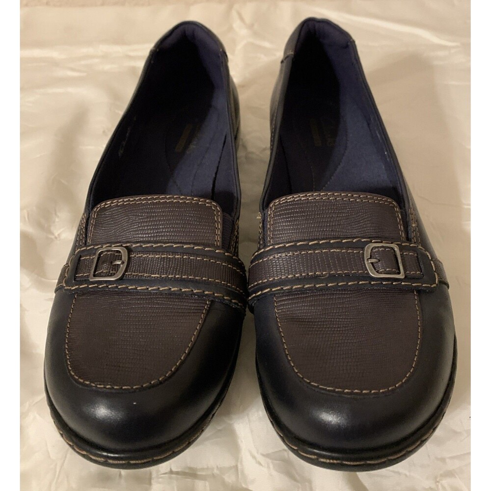 Clarks Loafers Women’s 10 M Navy Expresso Slip Ons Comfort